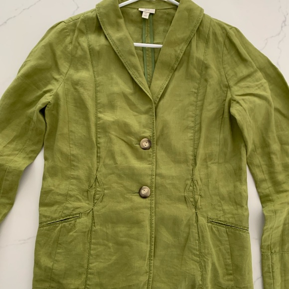 J Jill Small Tall 100% Linen Chartreuse Blazer New - Picture 3 of 12
